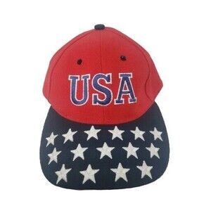 USA American Flag Style Hat Red White Blue Strapback Stars Embroidered No Tag